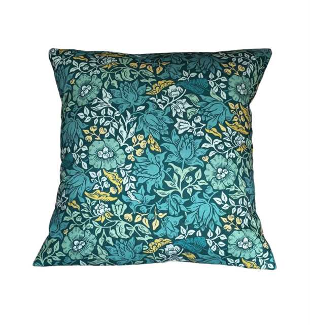 "Clarke & William Morris Mallow Fabric Teal Arts Crafts Cushion Cover 16"" 18" - image 1