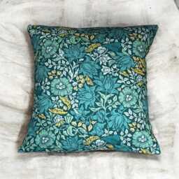 "Clarke & William Morris Mallow Fabric Teal Arts Crafts Cushion Cover 16"" 18" - thumbnail 2