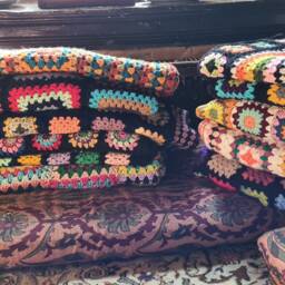 Granny Square Afghan Blanket, Crochet Daisy Knit Bedspread Throw, Knitted Sofa Blanket, Large Tv Vintage Blanket - thumbnail 4