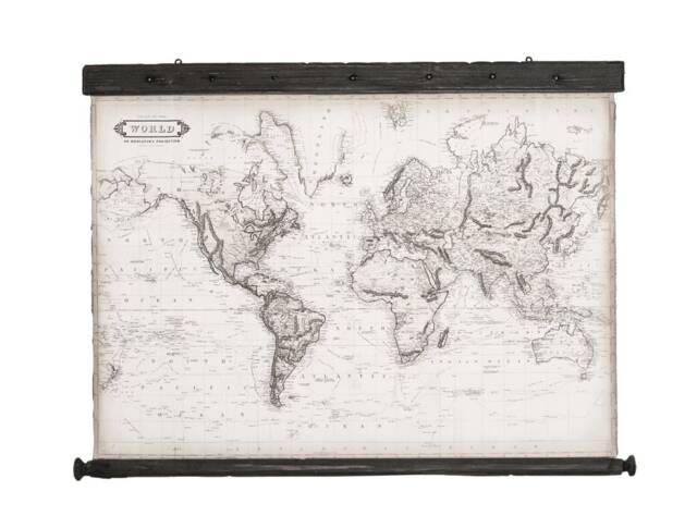 Valentine Surprise, Antique World Map Print 1800S Style, Rustic Wood Frame - 35'' X 25'' - image 1
