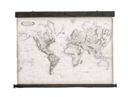 Valentine Surprise, Antique World Map Print 1800S Style, Rustic Wood Frame - 35'' X 25'' - thumbnail 1