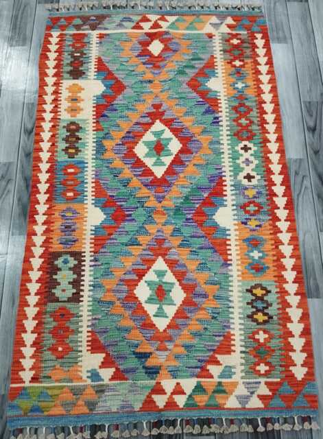 Classic Rug, Handmade Artisan Afghan Turkish Scandinavian Navajo Bohemian Wool Flatweave Multicolour Kilim Rug 160x97 cm - image 1