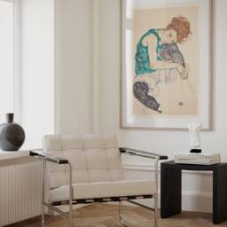 Seated Woman With Bent Knee Print, Egon Schiele Painting, Modern Art, Minimalist Vintage Poster, Neutral Wall Gift For Her, Digital Art - thumbnail 2