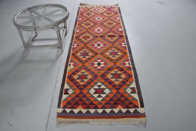 Rugs For Bedroom, 2.7x8.6 Ft Accent Rug, Orange Oushak Herki , Turkish Vintage Turkey Nursery Rug - image 1