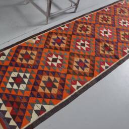 Rugs For Bedroom, 2.7x8.6 Ft Accent Rug, Orange Oushak Herki , Turkish Vintage Turkey Nursery Rug - thumbnail 2