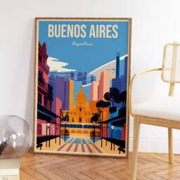 Buenos Aires Argentina Travel Poster Colourful Vintage Art - thumbnail 3