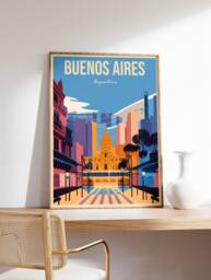 Buenos Aires Argentina Travel Poster Colourful Vintage Art - thumbnail 1