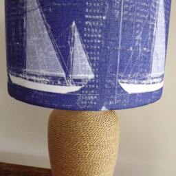 Nautical Blueprint Lampshade Seaside Blue & White Decoupage - thumbnail 3