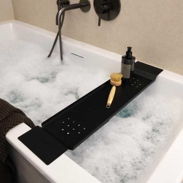 Extendable Black Bathtub Tray Black Modern Bathtub Caddy Elegant Stylish Trays Luxury Bathroom Tray For Bath Ammos - image 1