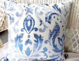 Blue Ikat Tapestry Pillow Cover Richloom Ocean Fabric - thumbnail 1