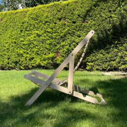Wooden Folding Kids Sun Lounger, Adjustable Lounge Chair For Garden & Beach - thumbnail 4