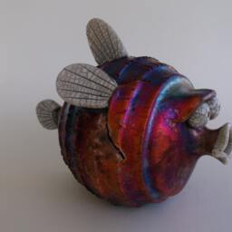 7 Inch Long - Puffer Fish Raku Pottery Free Shipping - thumbnail 3