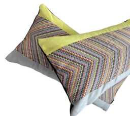 Yellow Stripes Cushion Cover Osborne & Little Fabric Embroidered Silk Rectangle Decorative Throw Pillow - thumbnail 1
