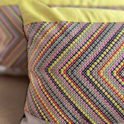 Yellow Stripes Cushion Cover Osborne & Little Fabric Embroidered Silk Rectangle Decorative Throw Pillow - thumbnail 3