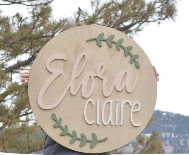 Custom Wood Name Sign - Round Kids Decor Nursery Wall Art Baby Shower Gift Girls Name Board 3D Wood - image 1
