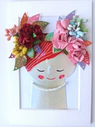 Paper Diorama Made From Ceramic Picture - 3D Wall Art, Floral, Flowers, Craft, Head Shot, Framed Piece, Floral Princess - thumbnail 1