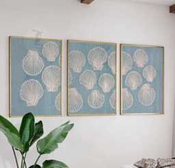 Set Of 3 Seashell Posters, Coastal Wall Art Prints, Nautical Beach Decor For Living Room Or Bedroom - thumbnail 1