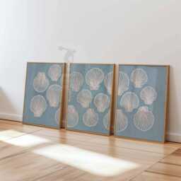 Set Of 3 Seashell Posters, Coastal Wall Art Prints, Nautical Beach Decor For Living Room Or Bedroom - thumbnail 3