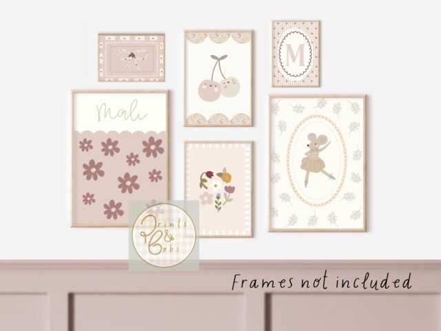 Set Of Girls Pretty Soft Pink Personalised Gallery Wall Prints For A Room, Playroom Or Nursery - Unframed - image 1