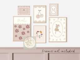 Set Of Girls Pretty Soft Pink Personalised Gallery Wall Prints For A Room, Playroom Or Nursery - Unframed - thumbnail 1