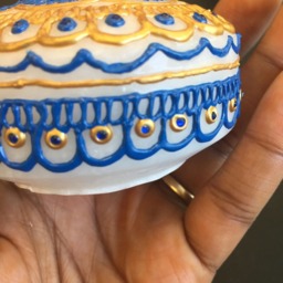 Hand Painted Floating Candle Set, Henna Rhinestone Decor - thumbnail 4