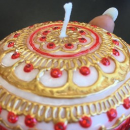 Hand Painted Floating Candle Set, Henna Rhinestone Decor - thumbnail 3