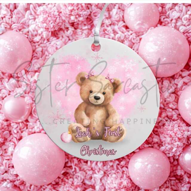 Personalised Baby Girl Christmas Decoration - Granddaughter First Gift 1St Bauble Stocking Filler Eve Box - image 1