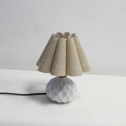 Handmade Ceramic Table Lamp Dark Oatmeal Fabric Shade - thumbnail 3