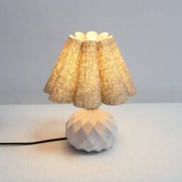 Handmade Ceramic Table Lamp Dark Oatmeal Fabric Shade - thumbnail 4