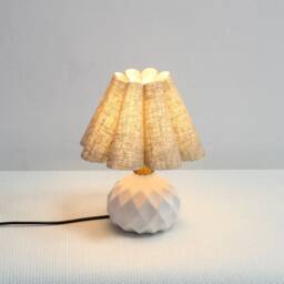 Handmade Ceramic Table Lamp Dark Oatmeal Fabric Shade