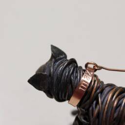 Couple Walking A Dog Sculpture, Copper Anniversary Gift Idea, Walk Figurine, Handmade Valentines Day - Custom Order - thumbnail 4