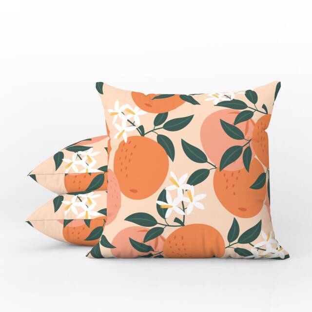 Outdoor Pillows - Weatherproof Garden Cushions Seville Peach Oranges Fruit Pattern Warm Summer Decorative Waterproof Home Decor - image 1
