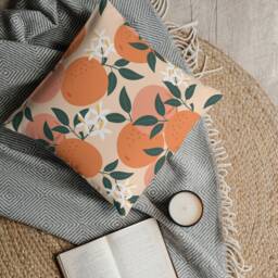 Outdoor Pillows - Weatherproof Garden Cushions Seville Peach Oranges Fruit Pattern Warm Summer Decorative Waterproof Home Decor - thumbnail 2