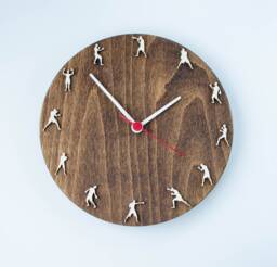 Handmade Boxing Wooden Wall Clock, Martial Arts Decor - thumbnail 1