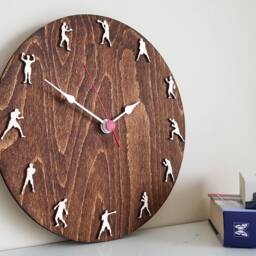 Handmade Boxing Wooden Wall Clock, Martial Arts Decor - thumbnail 3