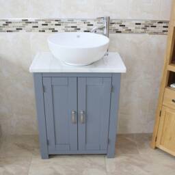 Bathroom Vanity Unit Painted Grey - White Marble Top Ceramic Basin Choice 310Gwmcbc