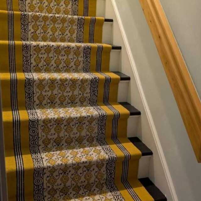 Yellow Hand Block Print Cotton Carpet Bohemian Runner Living Room Rug Stair Woven Kitchen 2x18 3x15 4x20 Ft - image 1