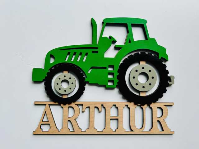 Personalised Tractor Themed Sign - Wooden Nursery Decor Children's Bedroom Playroom Wall Art Scandi Decoration Farm Machinery - image 1