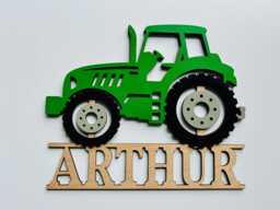 Personalised Tractor Themed Sign - Wooden Nursery Decor Children's Bedroom Playroom Wall Art Scandi Decoration Farm Machinery - thumbnail 1