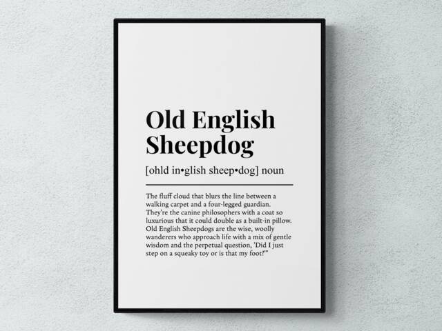 Old English Sheepdog Funny Definition Dog Wall Art Print - image 1