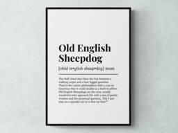 Old English Sheepdog Funny Definition Dog Wall Art Print - thumbnail 1