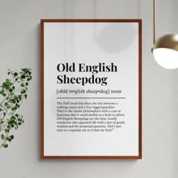Old English Sheepdog Funny Definition Dog Wall Art Print - thumbnail 2