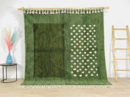 Moss Green Moroccan Rug, 3D Polka Dot Berber Carpet, Large Handmade Wool Shag Biophilic Modern Decor, Custom Geometric Sage Area Mat