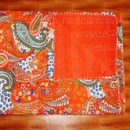 Paisley Print Cotton Kantha Quilt Ralli Gudari Throw Blanket - 90x108 Inches - thumbnail 2