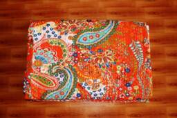 Paisley Print Cotton Kantha Quilt Ralli Gudari Throw Blanket - 90x108 Inches