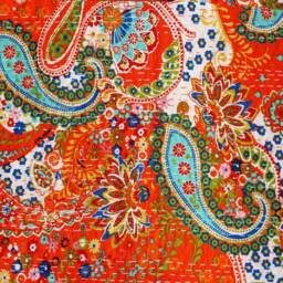 Paisley Print Cotton Kantha Quilt Ralli Gudari Throw Blanket - 90x108 Inches - thumbnail 3