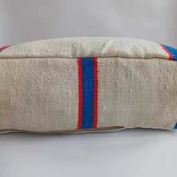 Handmade Moroccan Kilim Pouf, Creamy White Floor Ottoman Cover, Berber Square Cushion, Tribal Home Decor 60x60x21 cm - thumbnail 3