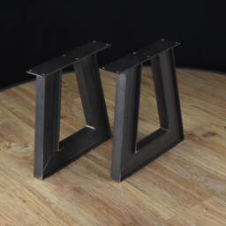 Metal Legs For Solid Wood Desk, Steel Coffee Table Legs, Trapezoid Ibeam Furniture, Dining Set Of 2 - thumbnail 3
