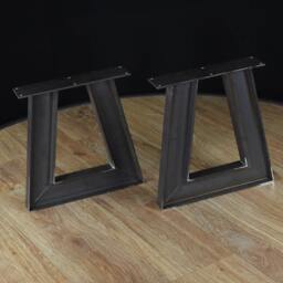 Metal Legs For Solid Wood Desk, Steel Coffee Table Legs, Trapezoid Ibeam Furniture, Dining Set Of 2 - thumbnail 2