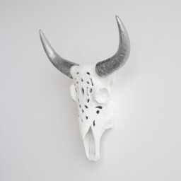 Faux Taxidermy Decorative Carved Bison Skull - Wall Decor White & Silver Cbi0110 - thumbnail 2